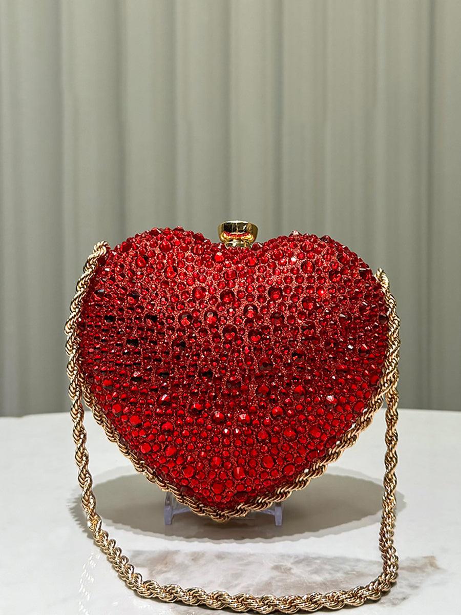 Heart Rhinestone Fashion Chain Clutches MNBF115
