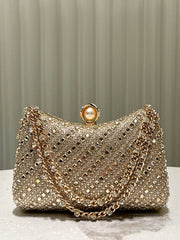 Luxurious Gold Rhinestone-embellished Clutch MNBF117