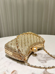 Luxurious Gold Rhinestone-embellished Clutch MNBF117