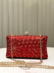 Red Star Beaded Evening Clutch Bag MNBF119