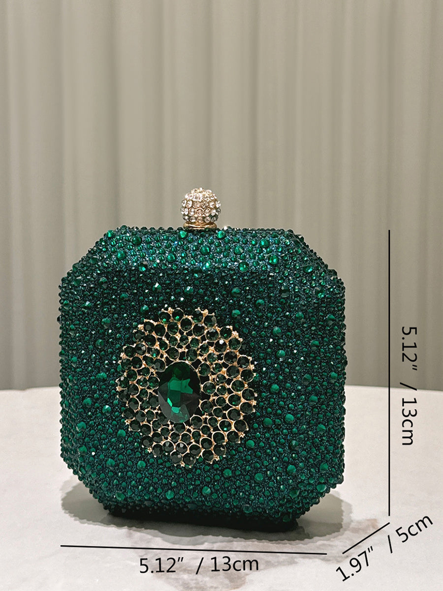 Emerald Green Rhinestone Statement Clutch Bag MNBF120