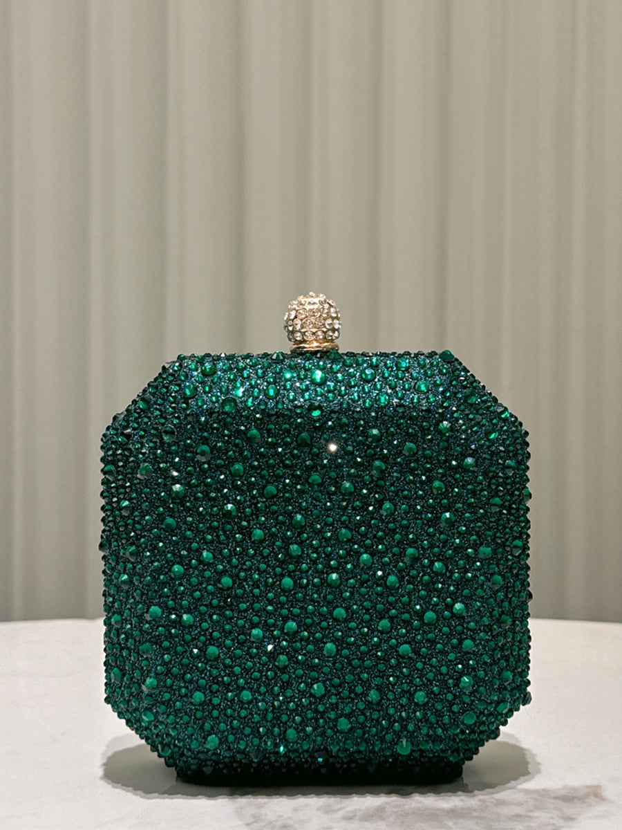 Emerald Green Rhinestone Statement Clutch Bag MNBF120