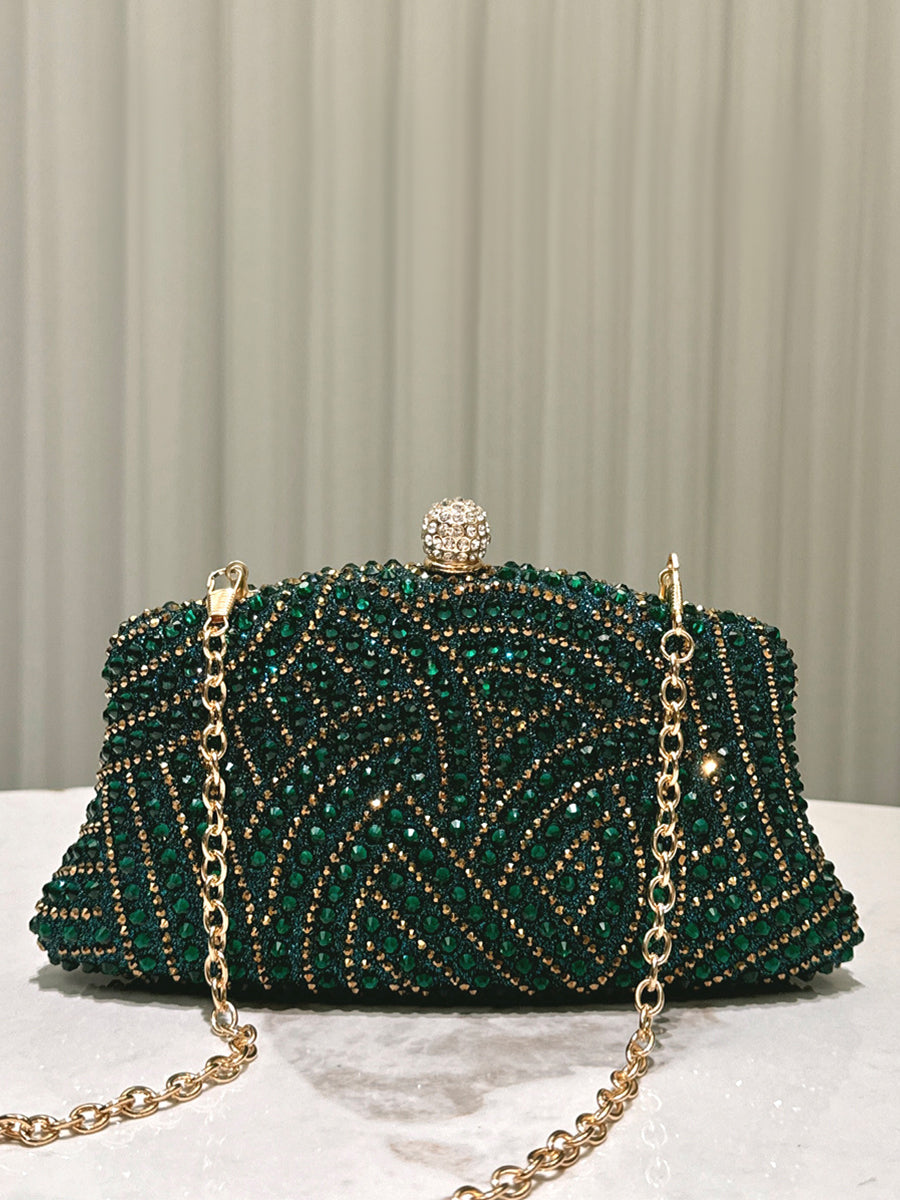 Rhinestone Ruched Evening Clutch Bag MNBF121