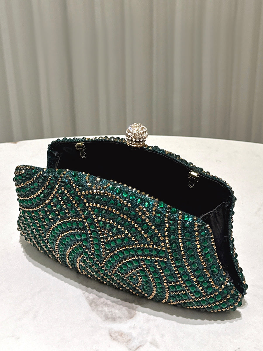 Rhinestone Ruched Evening Clutch Bag MNBF121