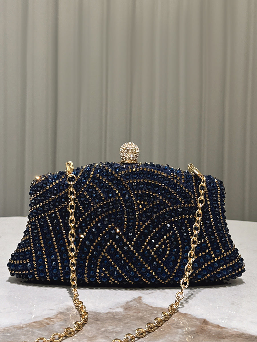 Rhinestone Ruched Evening Clutch Bag MNBF121