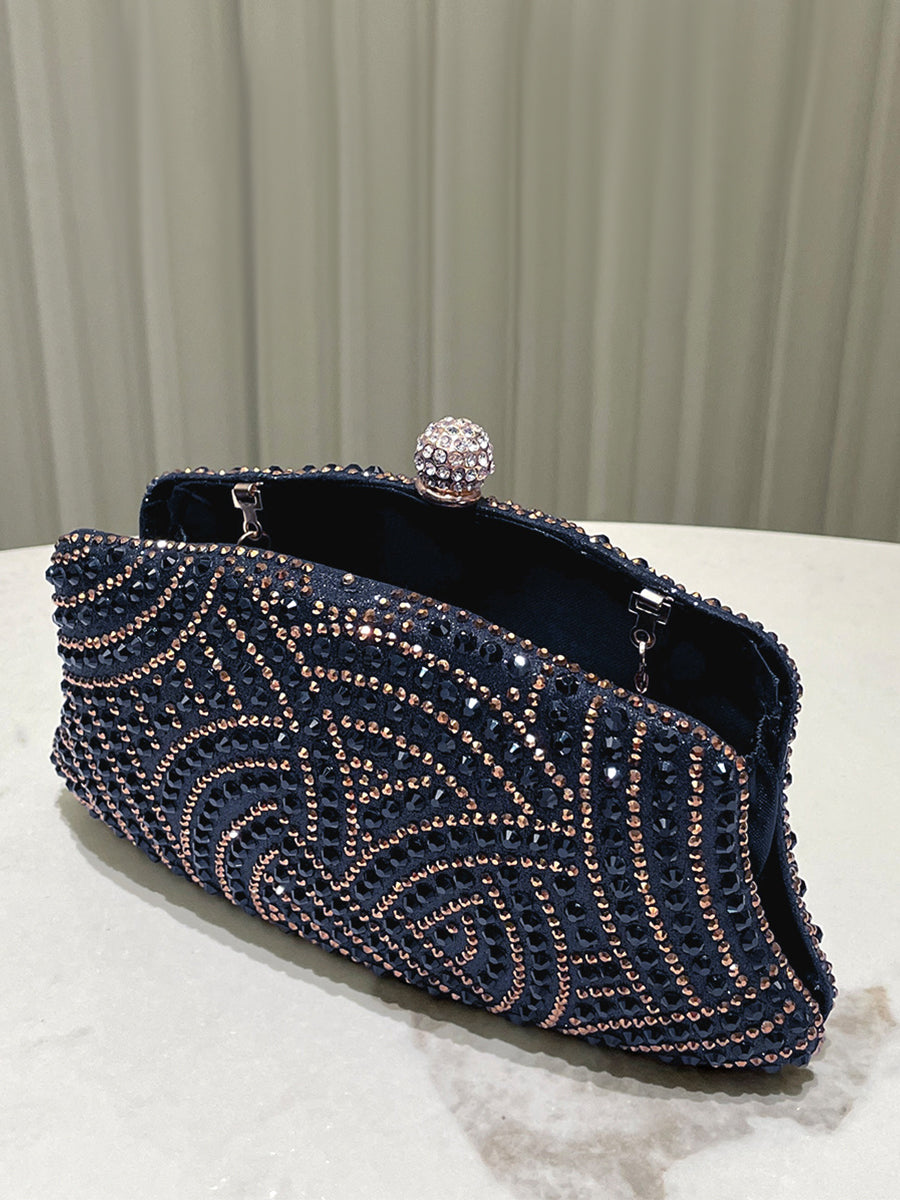 Rhinestone Ruched Evening Clutch Bag MNBF121