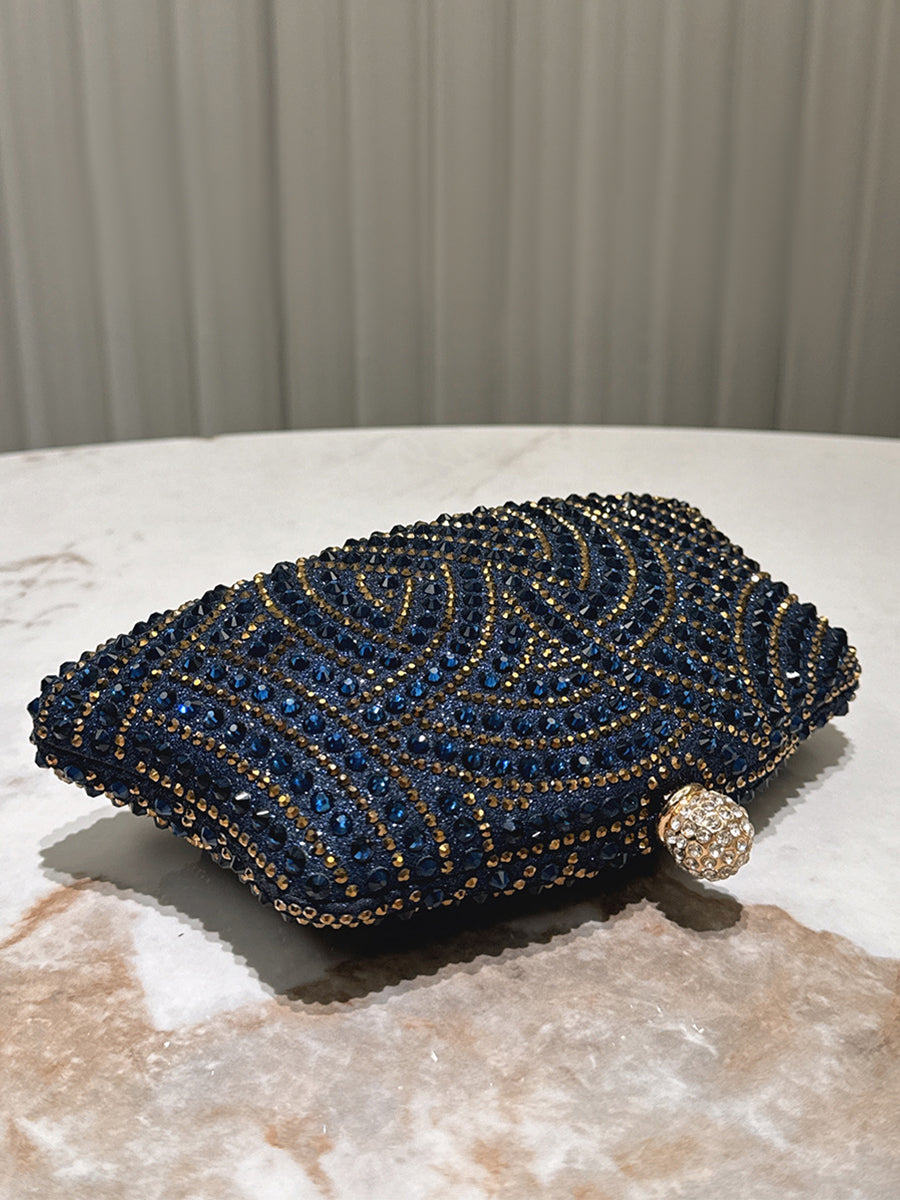 Rhinestone Ruched Evening Clutch Bag MNBF121