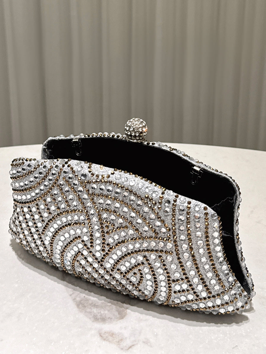 Rhinestone Ruched Evening Clutch Bag MNBF121