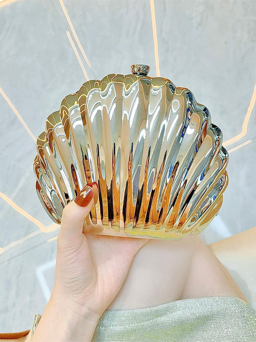 Gold Shell Shaped Clutch Bag MNBF129