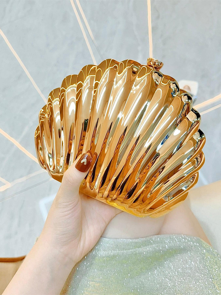 Gold Shell Shaped Clutch Bag MNBF129
