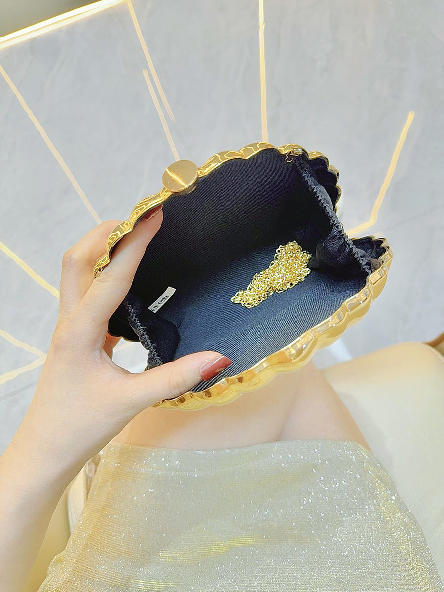 Gold Shell Shaped Clutch Bag MNBF129