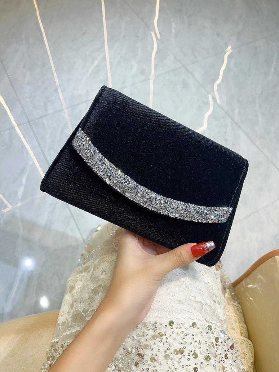 Black Velvet Crystal Wave Clutch MNBF132