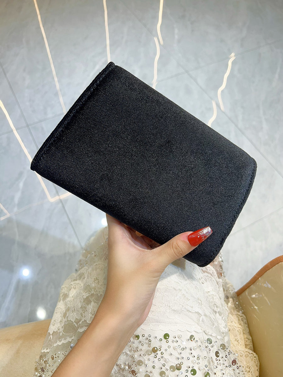 Black Velvet Crystal Wave Clutch MNBF132