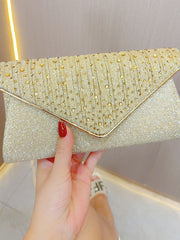 Glitter Crystal Dot Envelope Clutch MNBF134