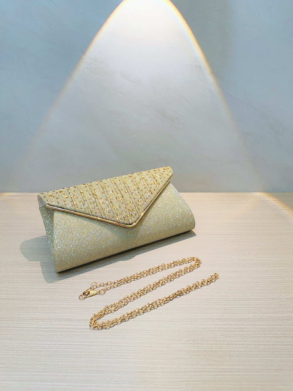 Glitter Crystal Dot Envelope Clutch MNBF134