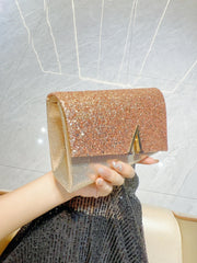 V-Shaped Metal Glitter Clutch MNBF135