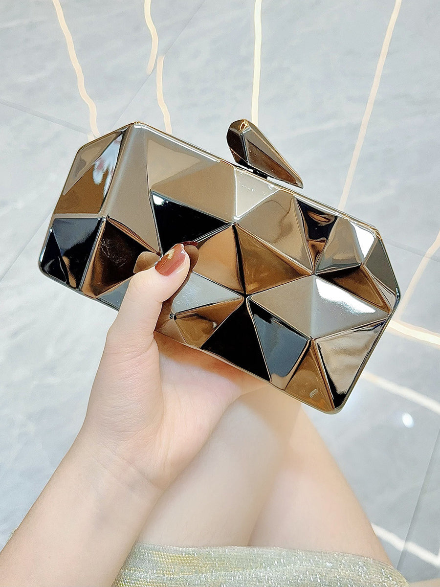 Geometric Faceted Hardcase Clutch MNBF137