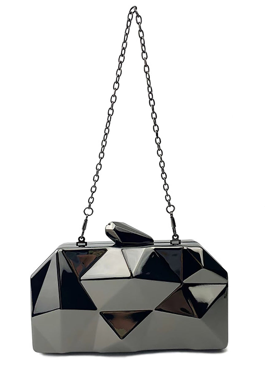 Geometric Faceted Hardcase Clutch MNBF137