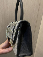 Crystal Bow Embellished Top Handle Clutch MNBF139