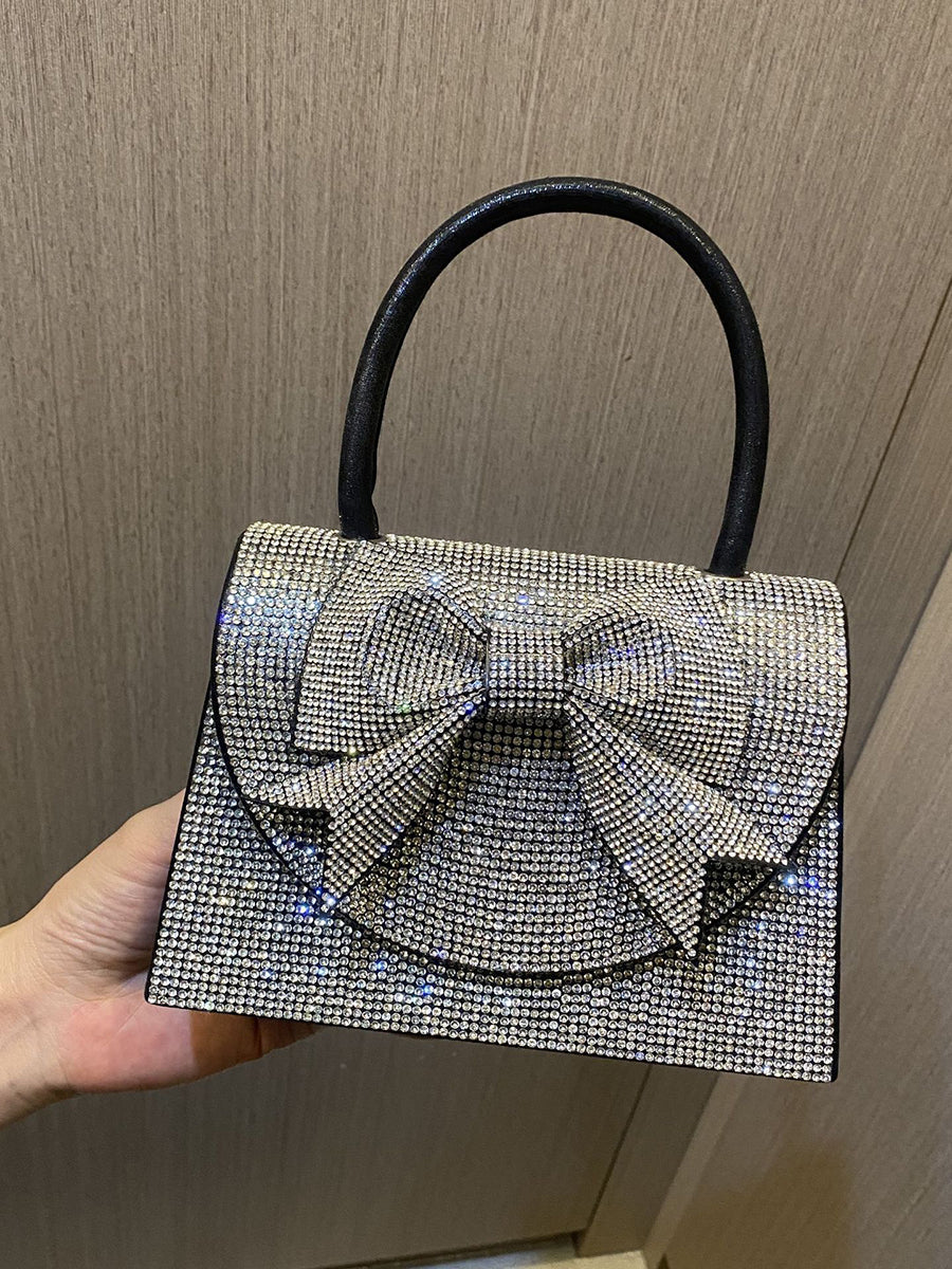 Crystal Bow Embellished Top Handle Clutch MNBF139