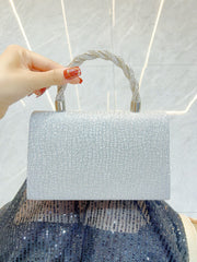 Glitter Textured Clutch with Crystal Top Handle MNBF141