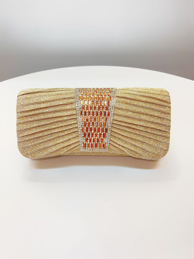 Pleated Crystal Bead Clutch MNBF142