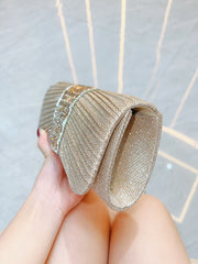 Pleated Crystal Bead Clutch MNBF142