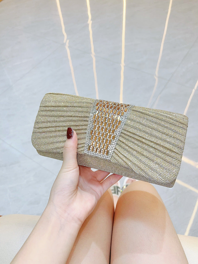 Pleated Crystal Bead Clutch MNBF142