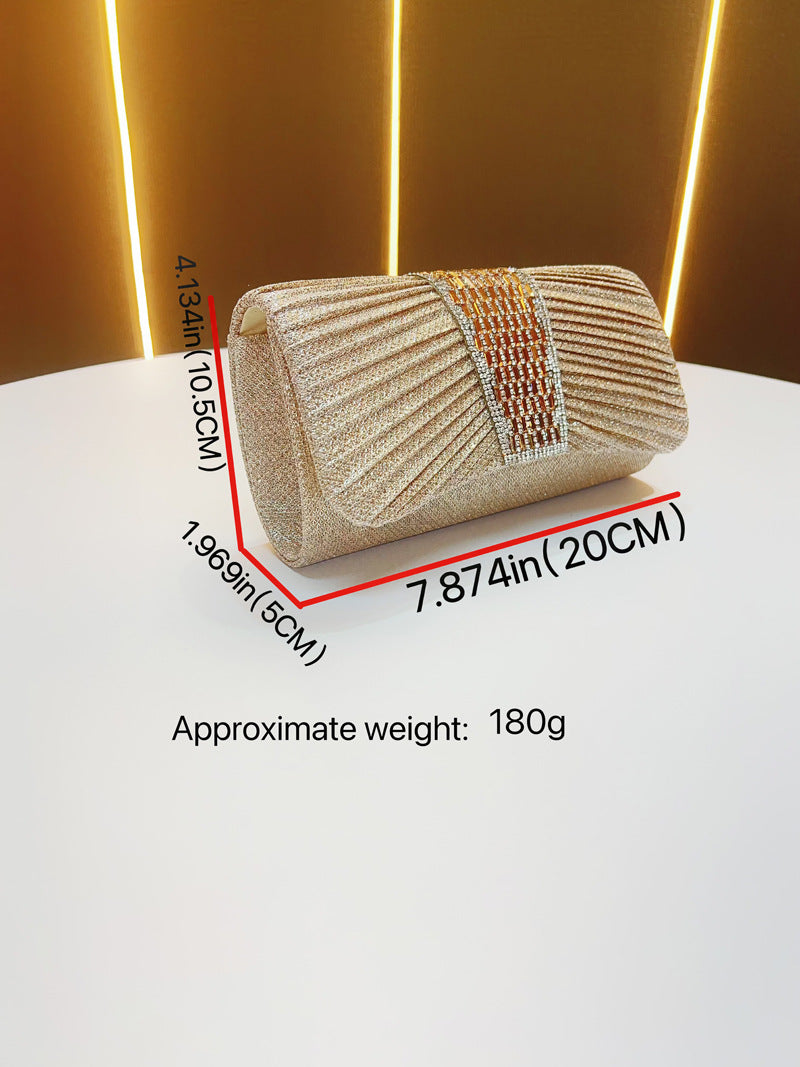 Pleated Crystal Bead Clutch MNBF142