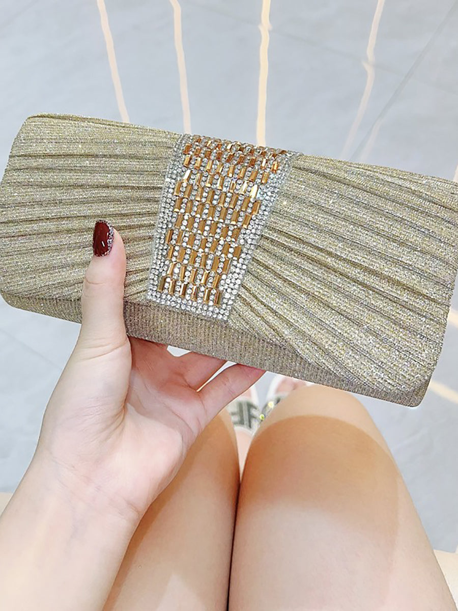Pleated Crystal Bead Clutch MNBF142