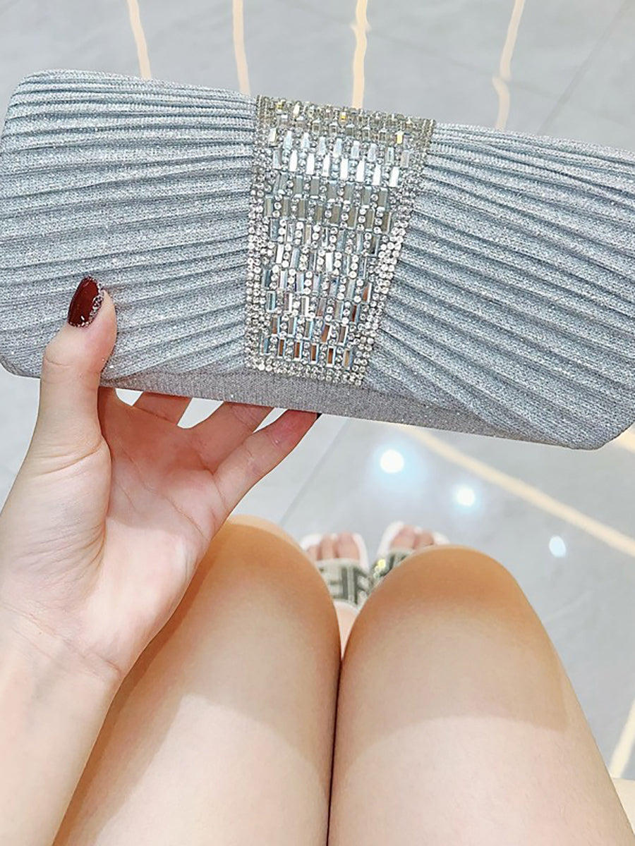 Pleated Crystal Bead Clutch MNBF142