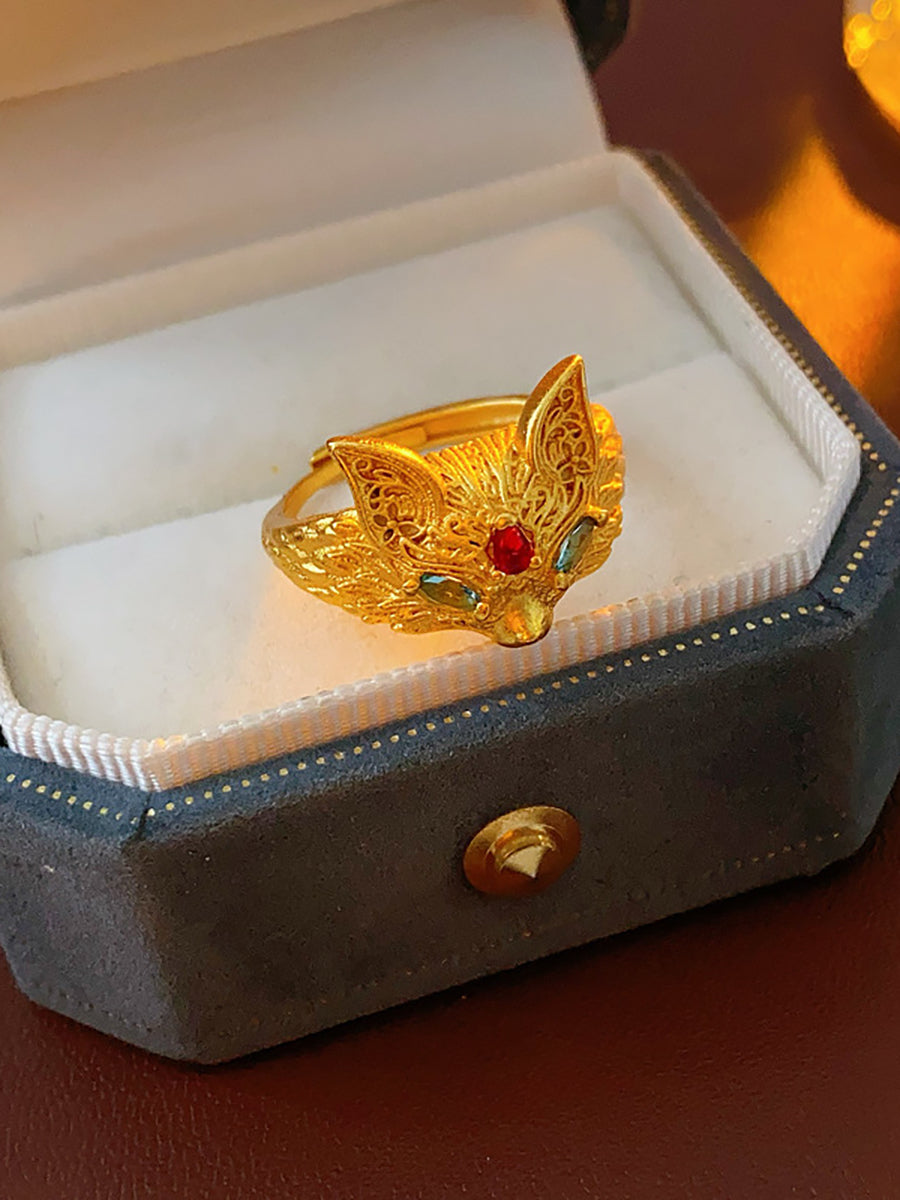 Filigree Fox Head Zircon Ring MOZ1017