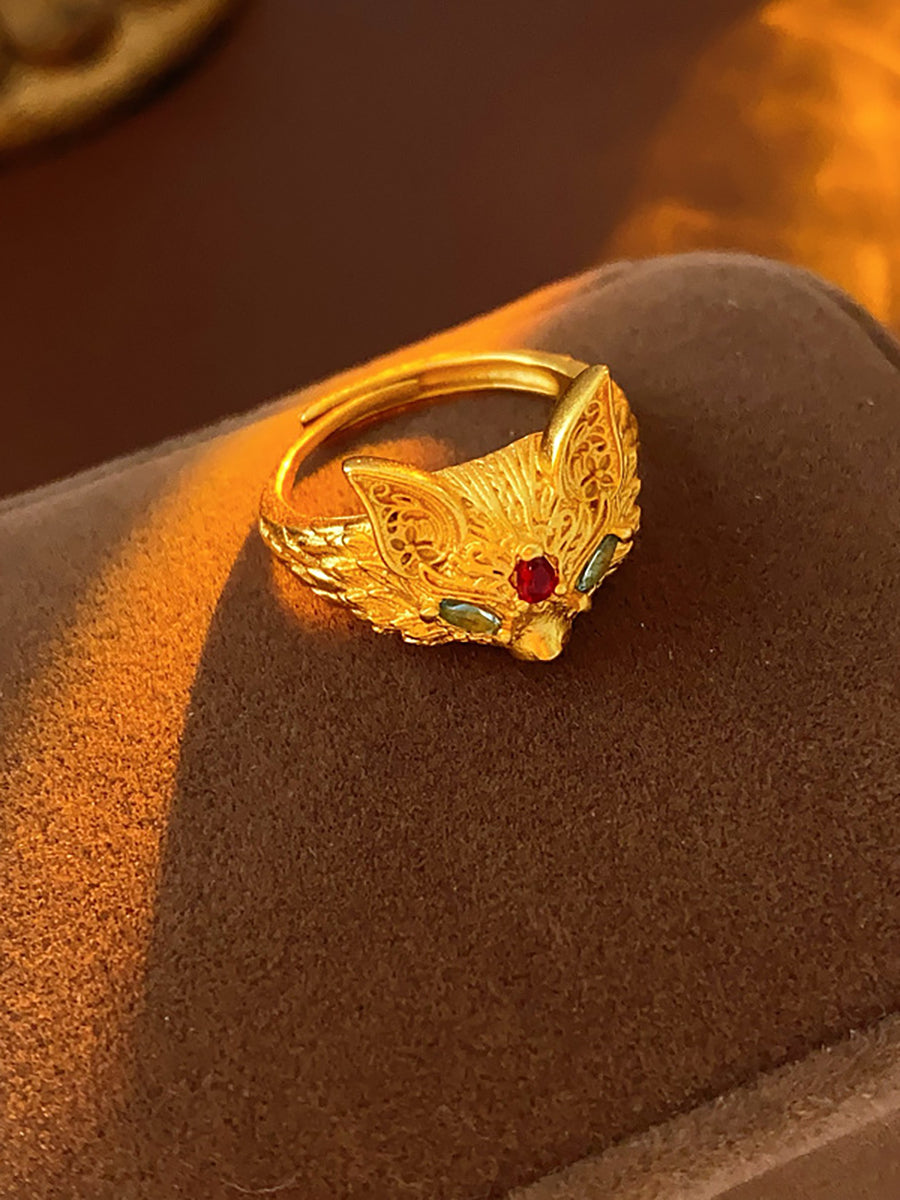 Filigree Fox Head Zircon Ring MOZ1017