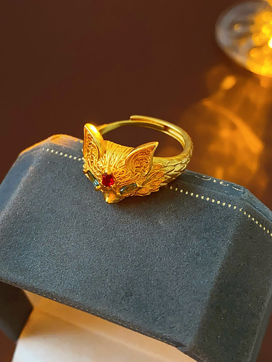 Filigree Fox Head Zircon Ring MOZ1017