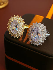 Oval Crystal Cluster Gold Ring MOZ1022