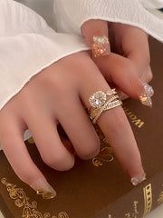 Multi-Layer Oval Zircon Open Ring MOZ1024