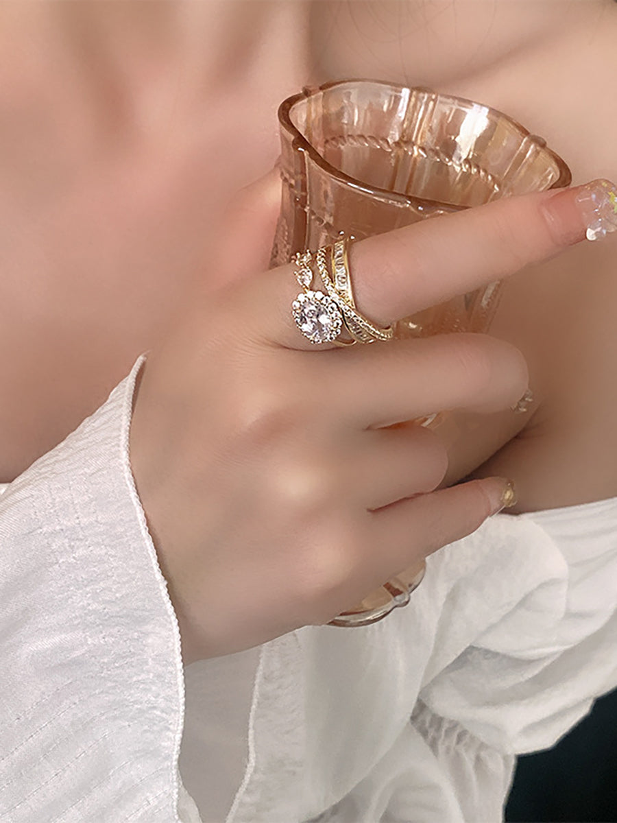Multi-Layer Oval Zircon Open Ring MOZ1024