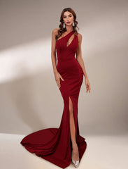 One Shoulder Cutout Wedding Guest Dress MS011