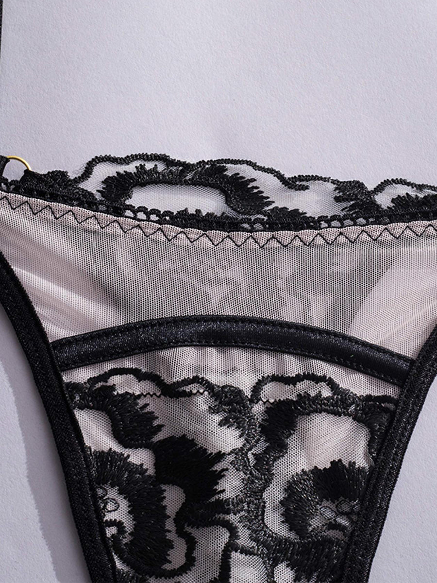 Color-block See-through Lace Sexy Teddy MSL075