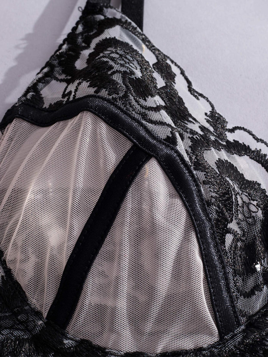 Color-block See-through Lace Sexy Teddy MSL075