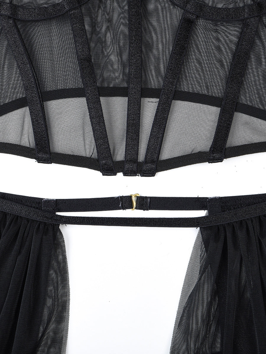 Corset Mesh See-through Sexy Lingerie Set MSL089