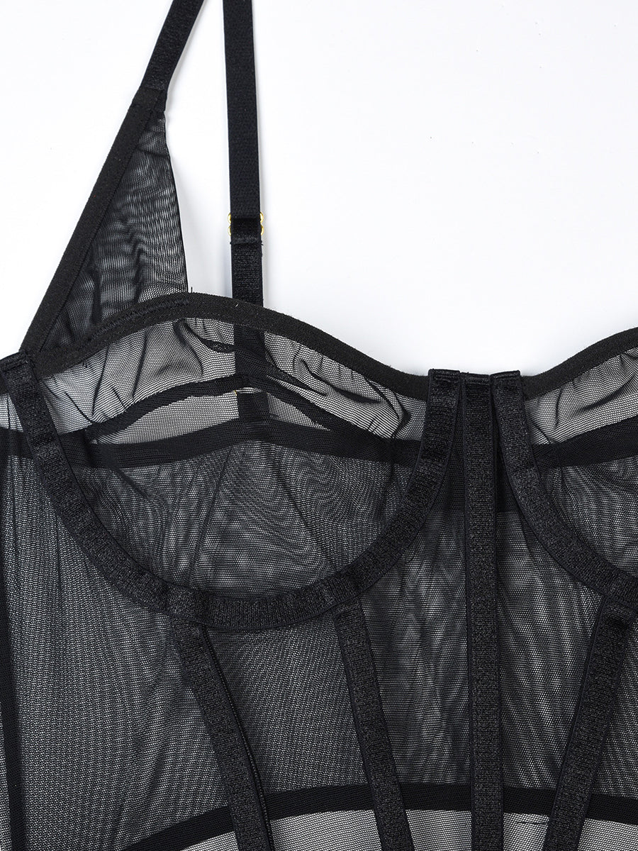Corset Mesh See-through Sexy Lingerie Set MSL089