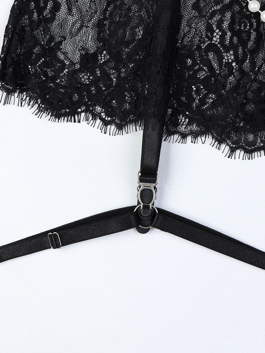Beads Ruffled See-through Sexy Two Set Lingerie MSL095