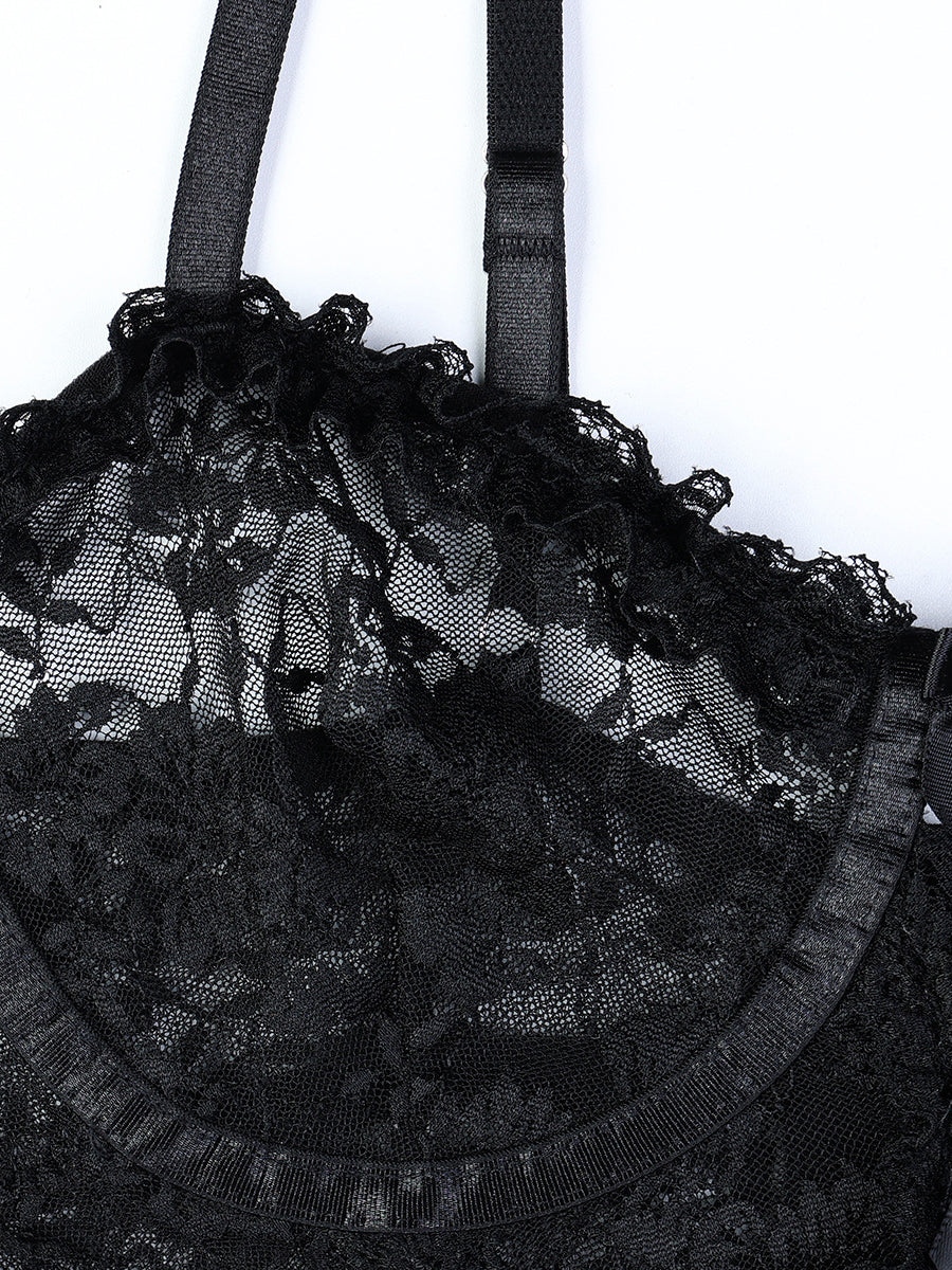 White Lace Cutout Ruffled Sexy Lingerie MSL097