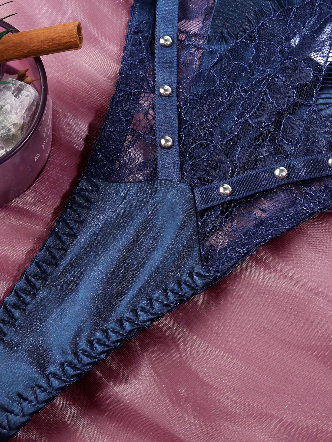 Ruffled Lace Sexy Beaded Lingerie Set MSL107