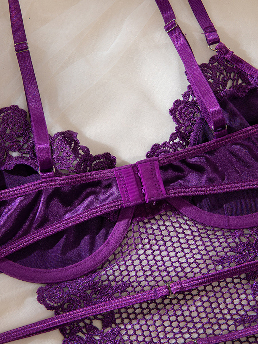 Purple Grape Silk see-through Lingerie Set MSL116