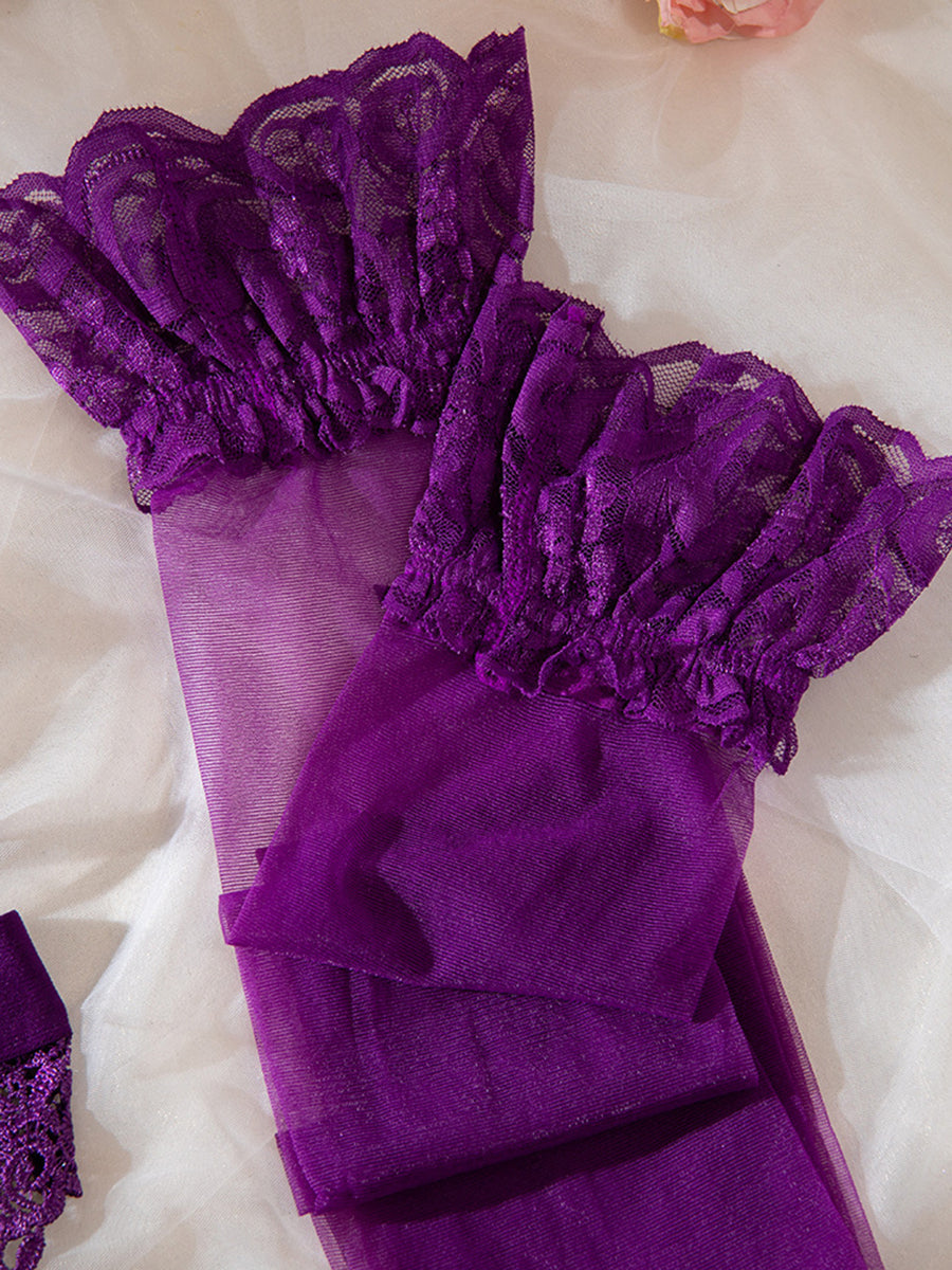 Purple Grape Silk see-through Lingerie Set MSL116