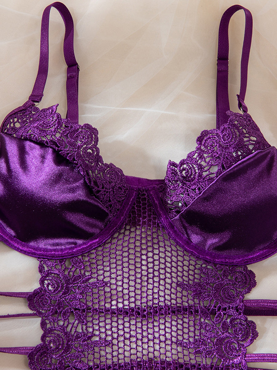 Purple Grape Silk see-through Lingerie Set MSL116