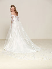 Simple Off-Shoulder Satin Mermaid Wedding Dress with Detachable Train MSW078