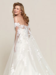 Simple Off-Shoulder Satin Mermaid Wedding Dress with Detachable Train MSW078